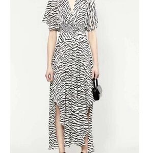 Zebra Print Maje V-Neck Maxi Dress